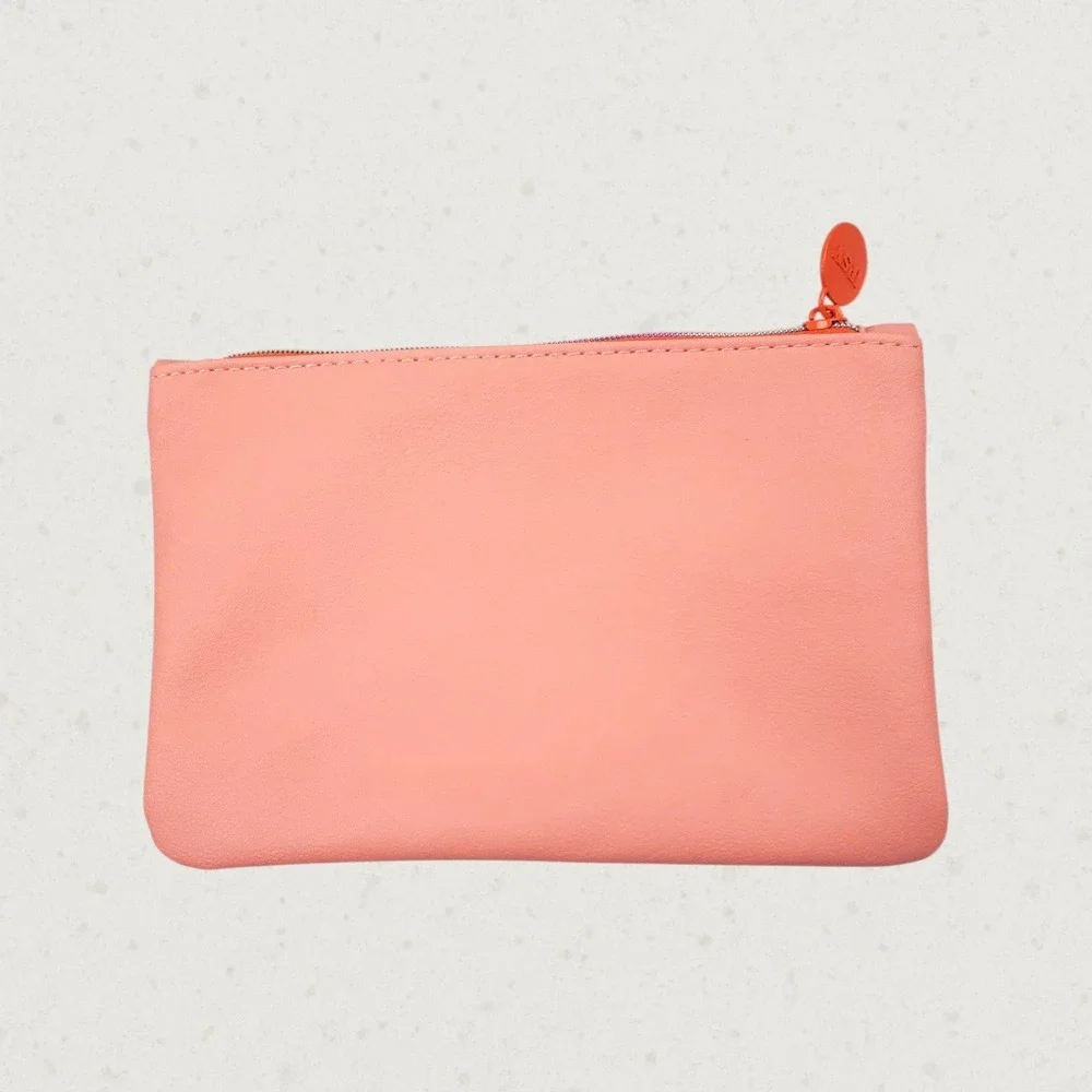 Ipsy Pink Pop Art Sticker Print Makeup Bag Cosmetic Pouch Pink Orange Zipper